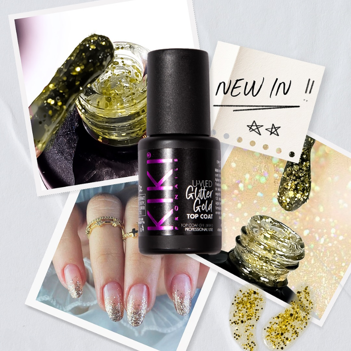 KIKI U-VLED TOP COAT GLITTER GOLD X 11 ML - 13508 (24)